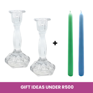 Gifts Under R500 - Dinner Taper 25cm Candle + Glass Dinner Candle Holder
