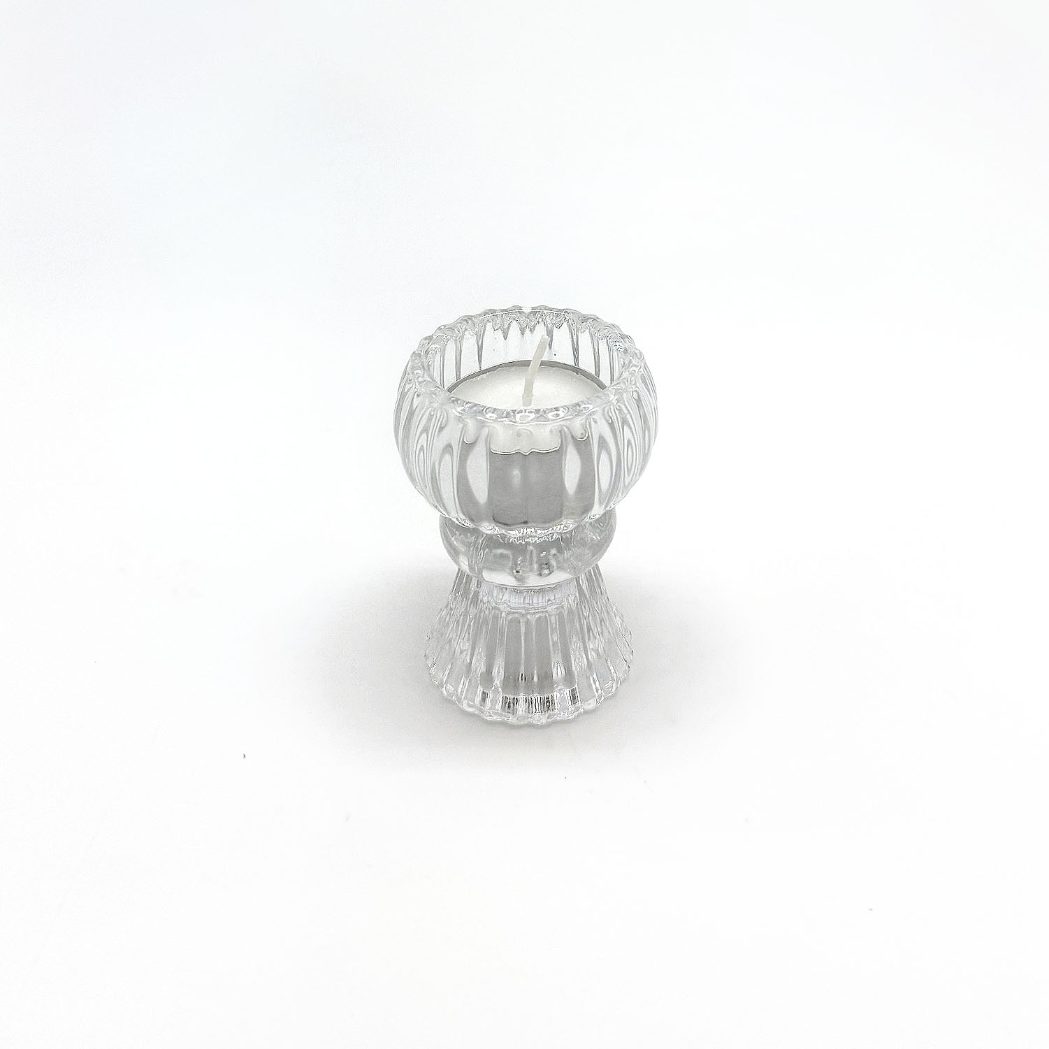 Glass Ribbed Dinner-Light (for Dinner Candle and Tealight) - Image 3